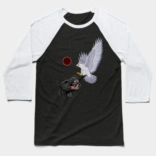 Black dog Vs White hawk Baseball T-Shirt